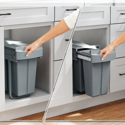 Démonstration de la Poubelle sous evier à 2 compartiments 30L