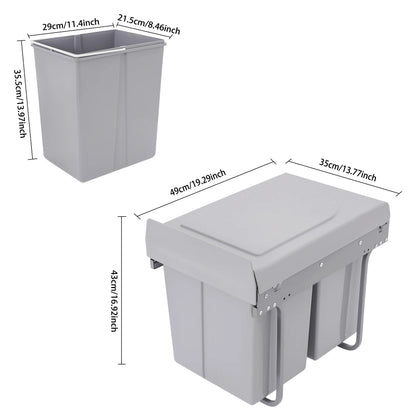 Dimension de la Poubelle sous evier à 2 compartiments 40L