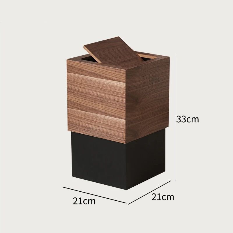 Poubelle style japonais en bois dimension bois foncé