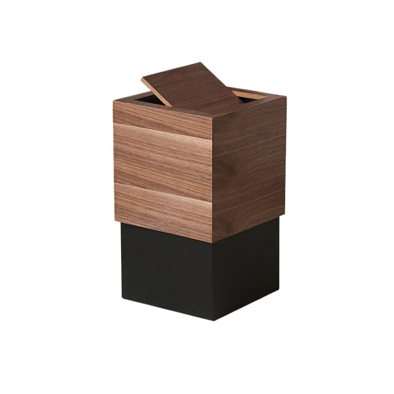 Poubelle style japonais en bois foncé