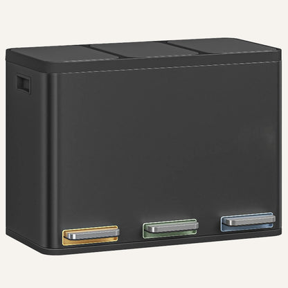 Poubelle à tri selectif 3 bacs noire