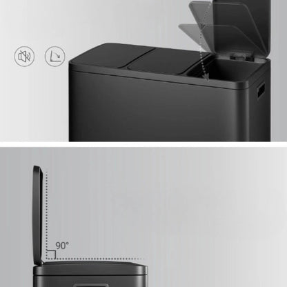 Le couvercle silencieux de la Poubelle à tri selectif 3 bacs noire