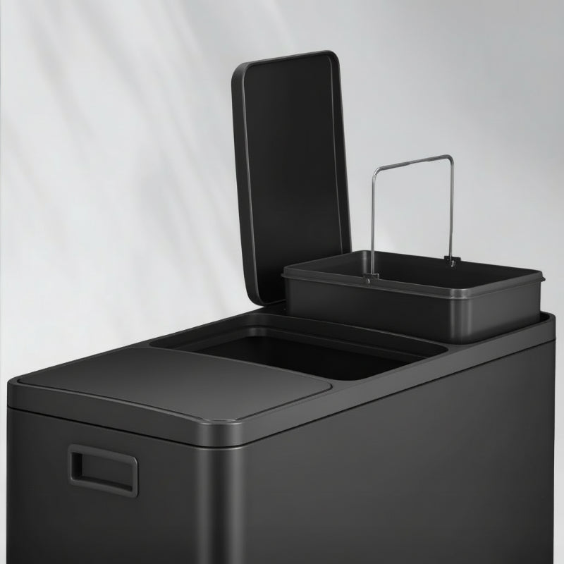 Le seau amovible de la Poubelle à tri selectif 3 bacs noire