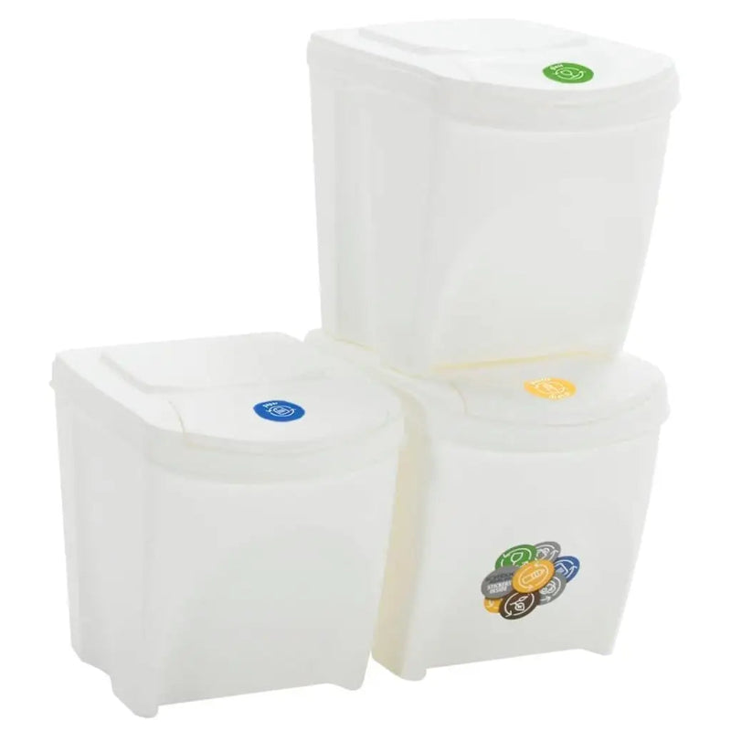 Poubelle à tri selectif empilables blanche 2 empilées