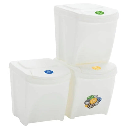Poubelle à tri selectif empilables blanche 2 empilées