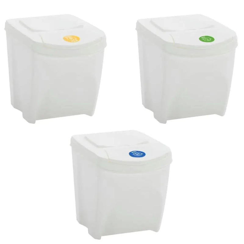 Poubelle à tri selectif empilables blanche individuel 
