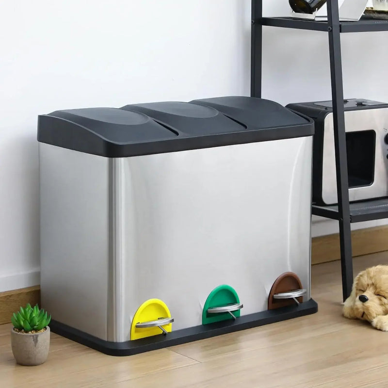 Poubelle tri sélectif en acier