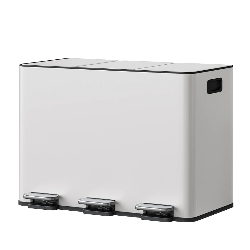 Poubelle tri selectif en inox 45L blanche