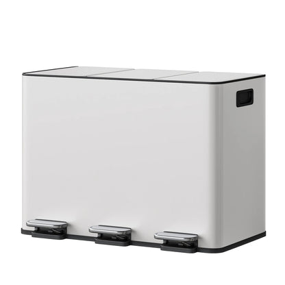 Poubelle tri selectif en inox 45L blanche