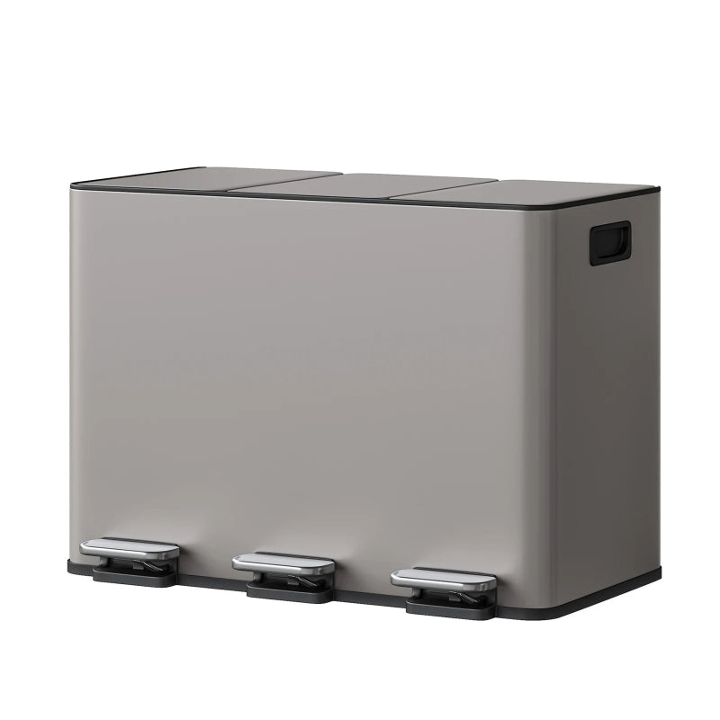 Poubelle tri selectif en inox 45L grise