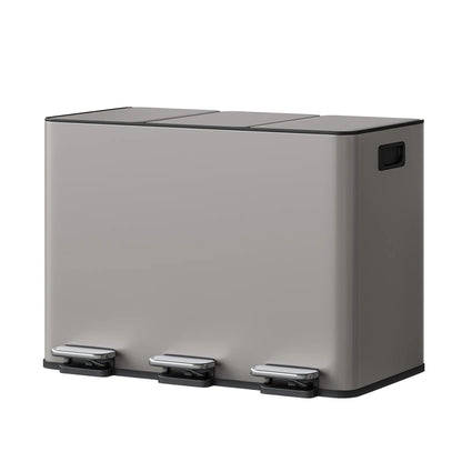 Poubelle tri selectif en inox 45L grise