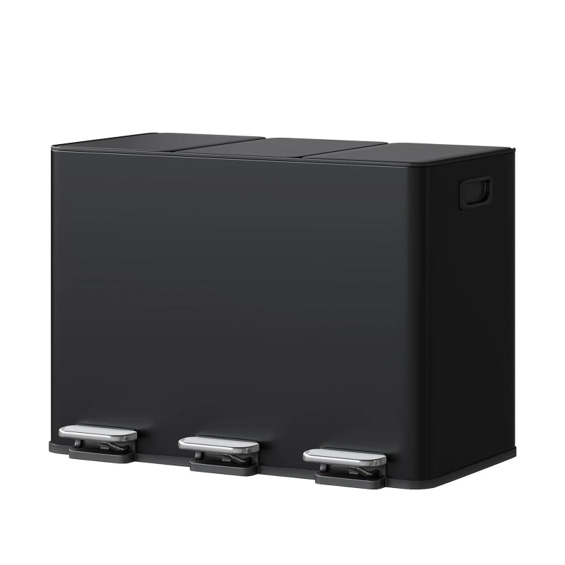 Poubelle tri selectif en inox 45L noire