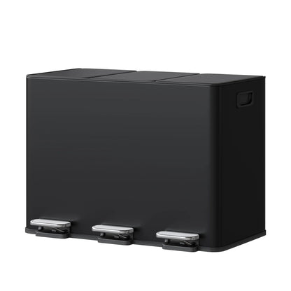 Poubelle tri selectif en inox 45L noire
