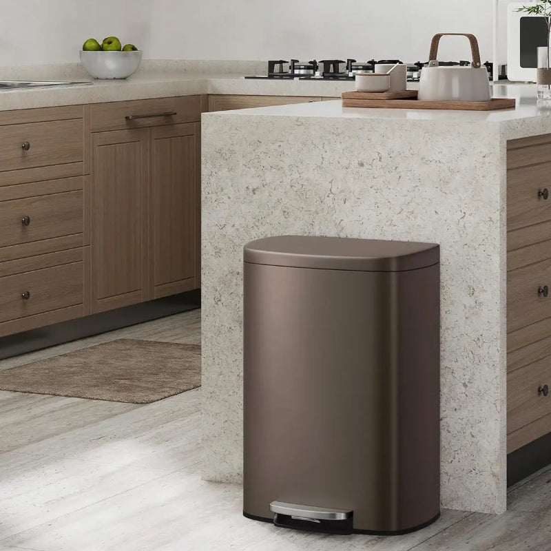 poubelle de cuisine 50L marron