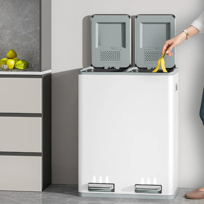 poubelle double 2x30L blanche