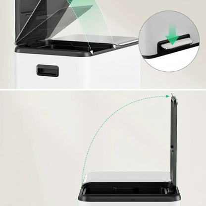 Couvercle de la poubelle à double compartiment blanche 60L