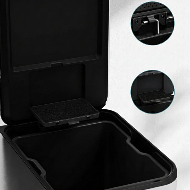 poubelle à double compartiment blanche 60L filtre odeur