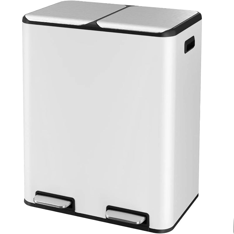 poubelle à double compartiment blanche 60L seul