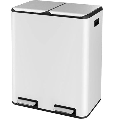 poubelle à double compartiment blanche 60L seul
