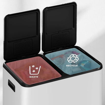 Le tri grâce à la poubelle à double compartiment blanche 60L