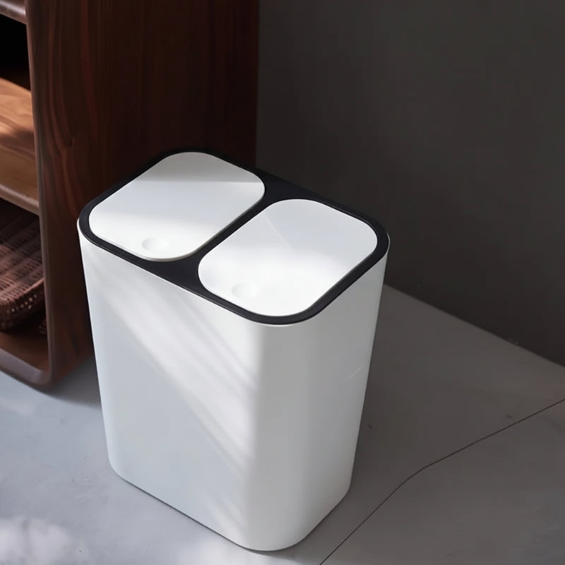 poubelle double compartiment design simpliste blanche