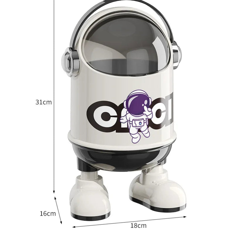 Dimension de la poubelle en plastique design astronaute